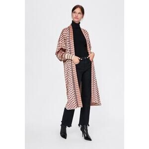 Zara Special Edition Jacquard Knit Coat - S Orange